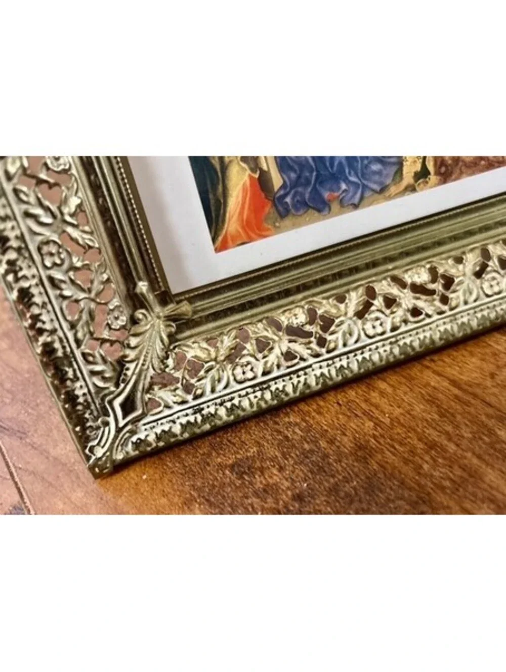Ornate Gold Tone  Picture Frame with Adoration of the Magi Print by Fabriano